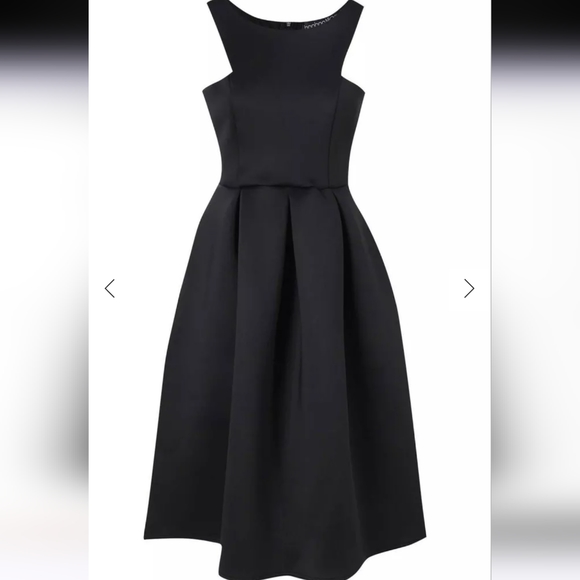 BOOHOO Scuba cutaway neckline midi bridesmaid dress. Size Small. Black - Picture 11 of 11